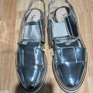 Shellys London Metallic Silver with White  Platforms
